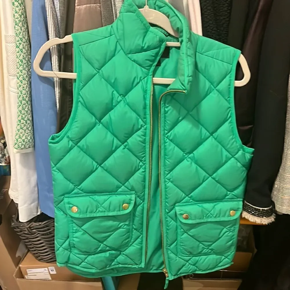 J.crew bright green puffer vest sz XS